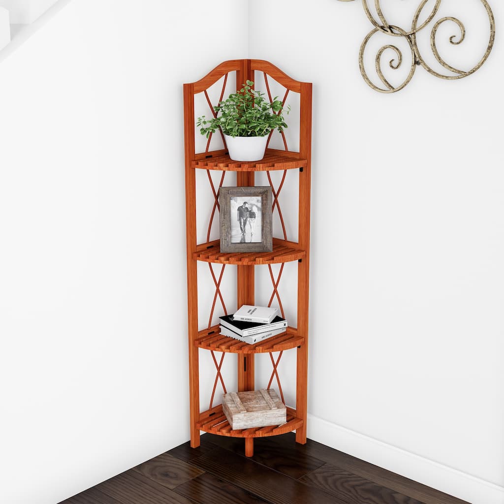 Windsor Home 4 Tier Wood Folding Corner Display Shelf