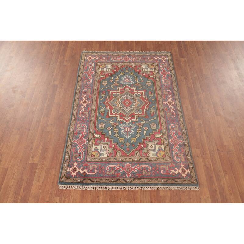 Traditional Heriz-Serapi Oriental Accent Rug Handmade Wool Carpet - 3'11"x 5'11"