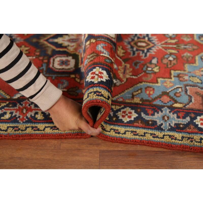 Geometric Heriz Serapi Oriental Accent Rug Handmade Wool Carpet - 3'0"x 4'10"