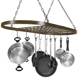 Sorbus Pot and Pan Rack for Ceiling with Hooks Oval Mounted