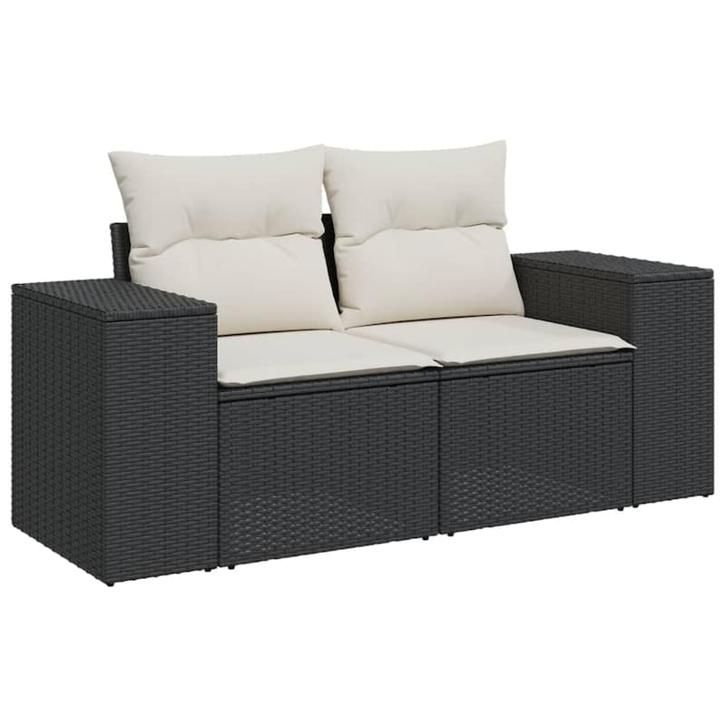 vidaXL Patio Sofa Set with Cushions Outdoor Conversation Furniture Poly Rattan