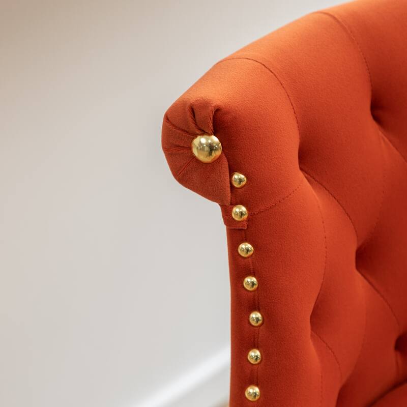 Set of 2 Button-Tufted Counter Stools with Nailhead Trim