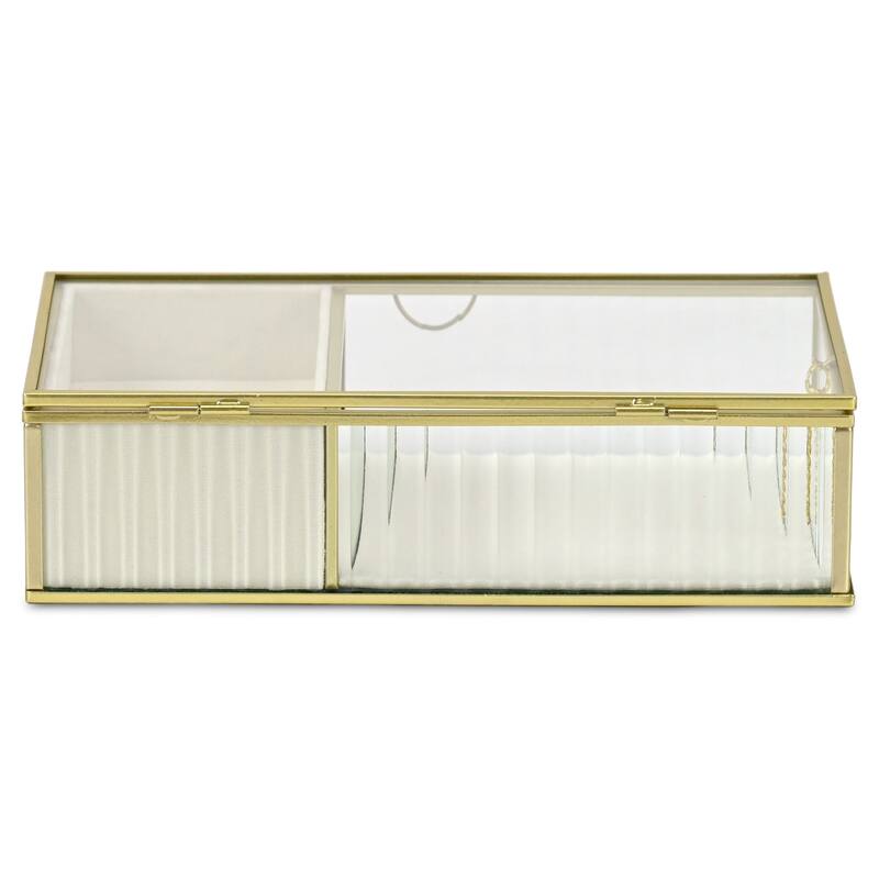 Verena 9.75" Glass Jewelry Box with Two Padded Compartments - N/A