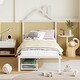 preview thumbnail 18 of 48, Twin Size Metal Platform Bed with two drawers,House-Shaped Headboard Design for Kids, Boys and Girls