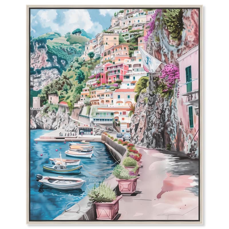 Lush Coastal Villa Entrance Canvas by Art Remedy - Silver - 36" x 45"
