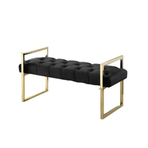 Tufted Bench With Gold Stand (Black)