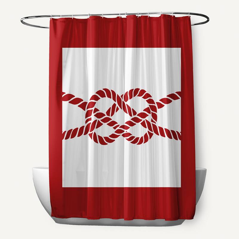 Nautical Knot Geometric Print 71x74-inch Shower Curtain - Red
