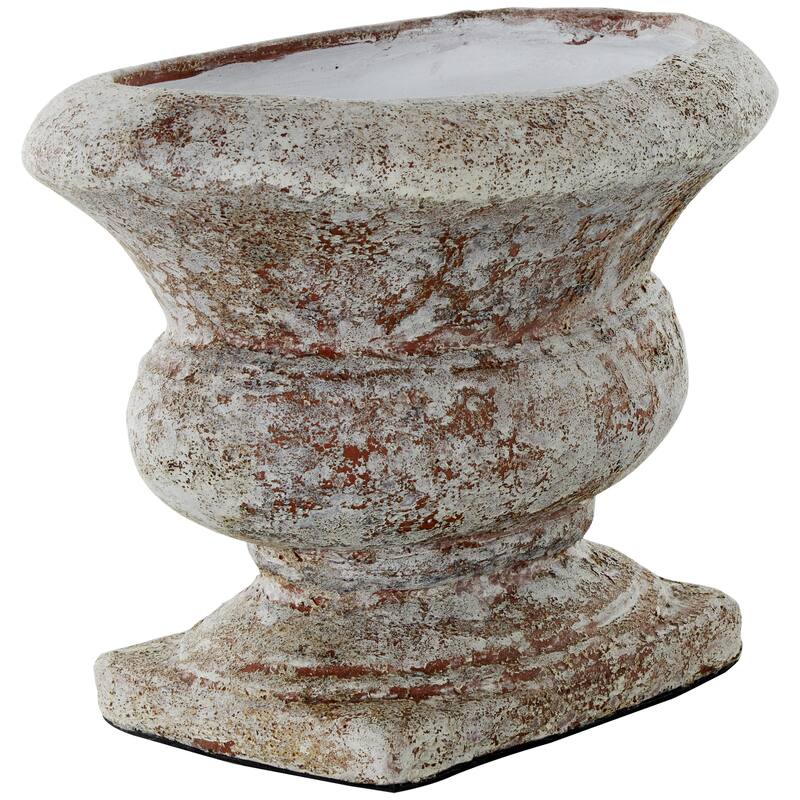 Ceramic Antique Style Textured Wide Decorative Vase with Copper Accents - Brown - Roche River Decor