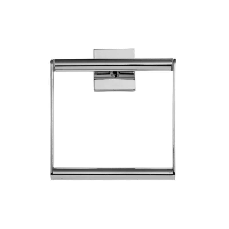 Croydex Chester Flexi-Fix Screw or Glue Towel Ring, Modern Square Shaped Bathroom Towel Holder