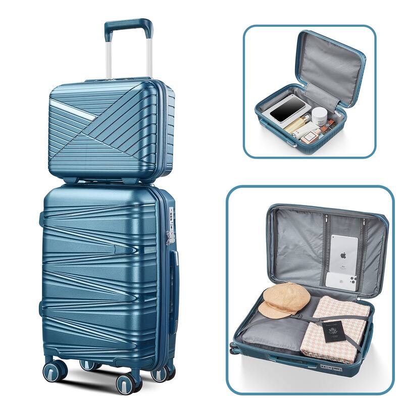 Luggage 4 Piece Sets(14/20/24/28), Carry on Hard Shell Lightweight Expandable Suitcase Set with Spinner Wheels & TSA Lock
