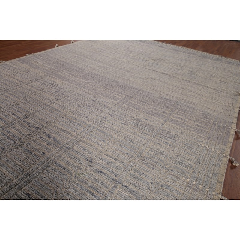 All-Over Striped Moroccan Large Area Rug Handmade Wool Carpet - 9'10"x 14'3"