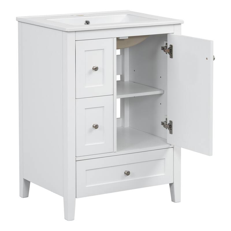 24-Inch Bathroom Vanity with Storage, Adjustable Shelf