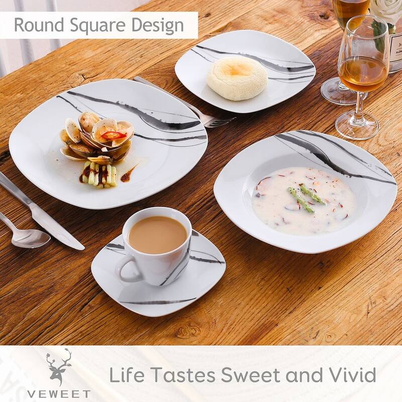 VEWEET 'Teresa' Porcelain Dinner Plate Sets (Service for 6)