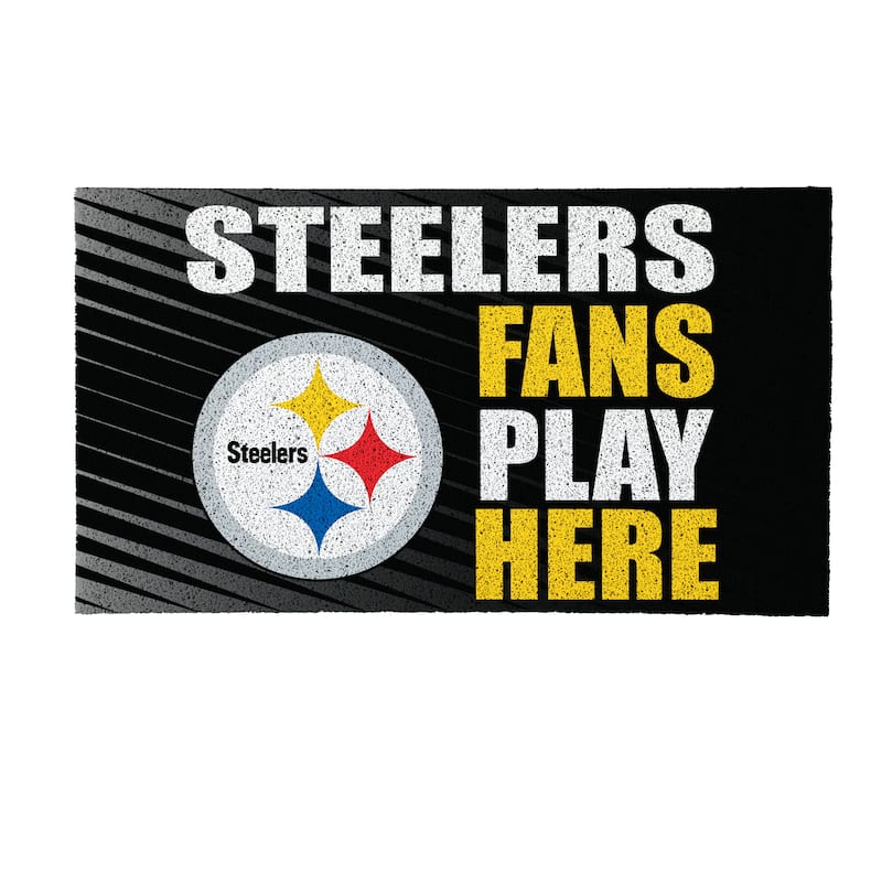 28 in. x 16 in. Pittsburgh Steelers "Fans Play Here" PVC Door Mat