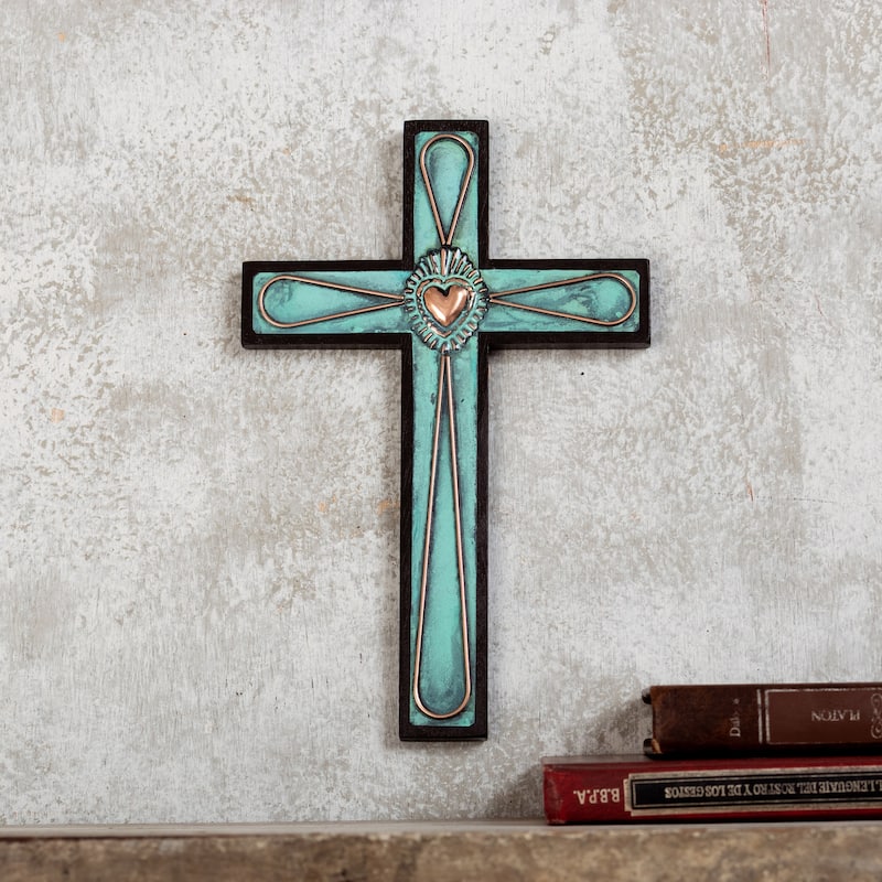 Novica Handmade Cross And Heart Wood Wall Cross