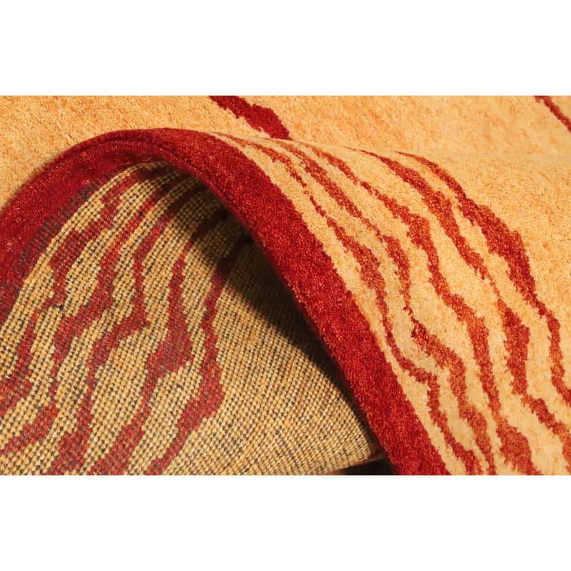 Hand Knotted Oriental 100% Wool Carpet Modern Modern Yellow & Gold Gabbeh Area Rug - 6' 8'' X 4' 8''