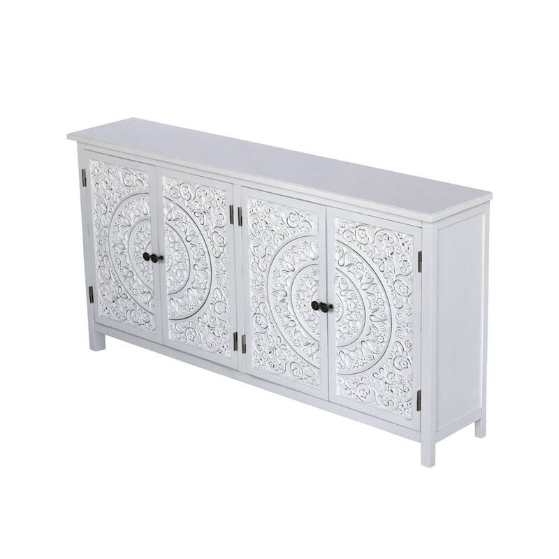 60" Wood Accent Cabinet with 4 Doors,Modern Buffet and Media Storage for Home or Office