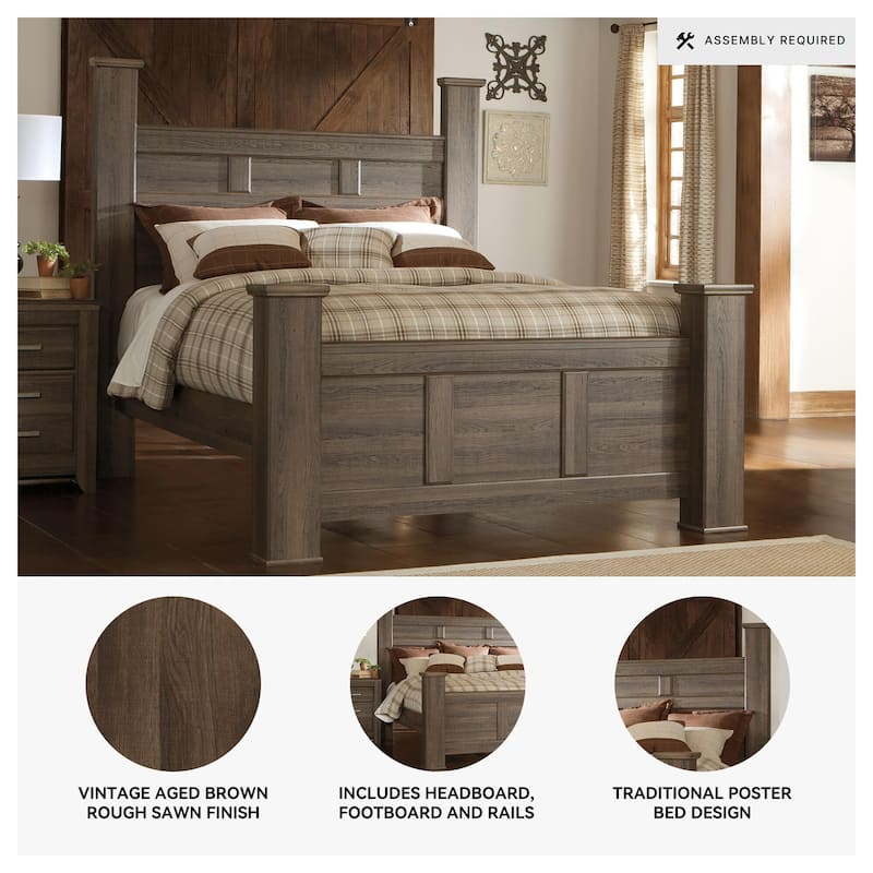 Juararo Dark Brown Poster Bed