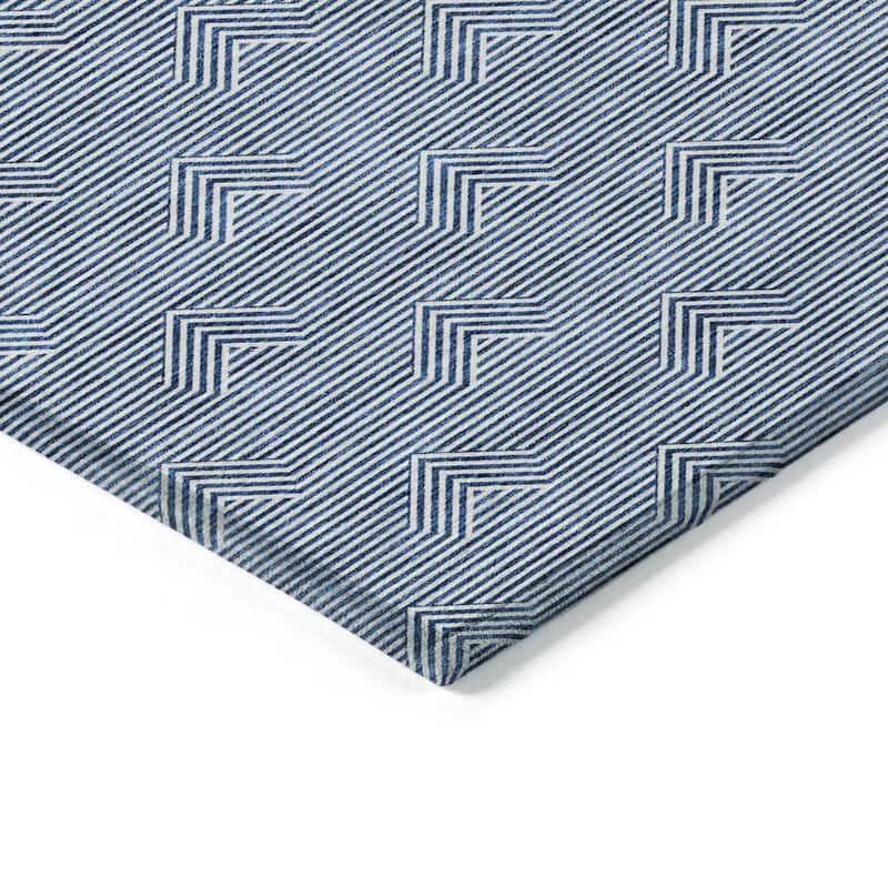 Machine Washable Indoor/ Outdoor Chantille Contemporary Stripe Rug