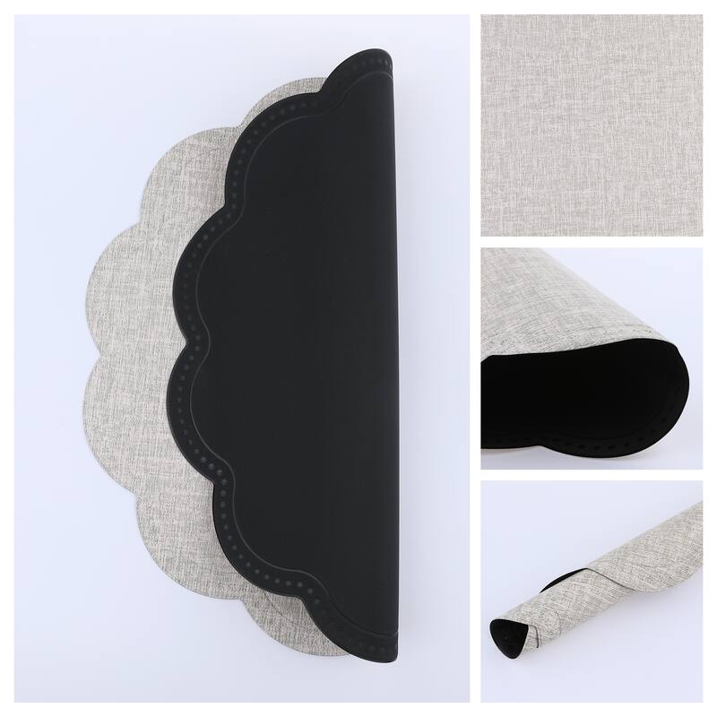 Placemats Set of 6 Flower Placemats for Kitchen Dining Table Decor Heat Resistant Table Placemats Wipeable Table Mat - 15*15in - White