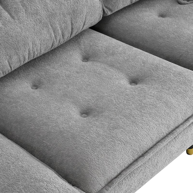 Grey 106'' L-Shaped 4-Seater Convertible Sectional Sofa with Adjustable Two-Tone Legs, Movable Ottoman