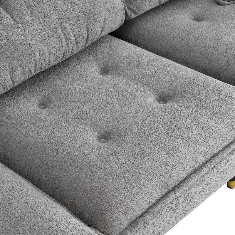L Shaped Convertible Sectional Sofa, 4 Seat Tufted Couch Set