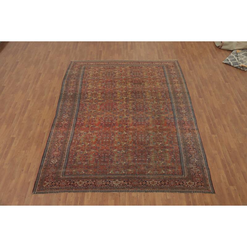 Hand Knotted Oriental 100% Wool Carpet Traditional Floral Oranges & Rust Sarouk Area Rug - 11' 9'' X 8' 9''