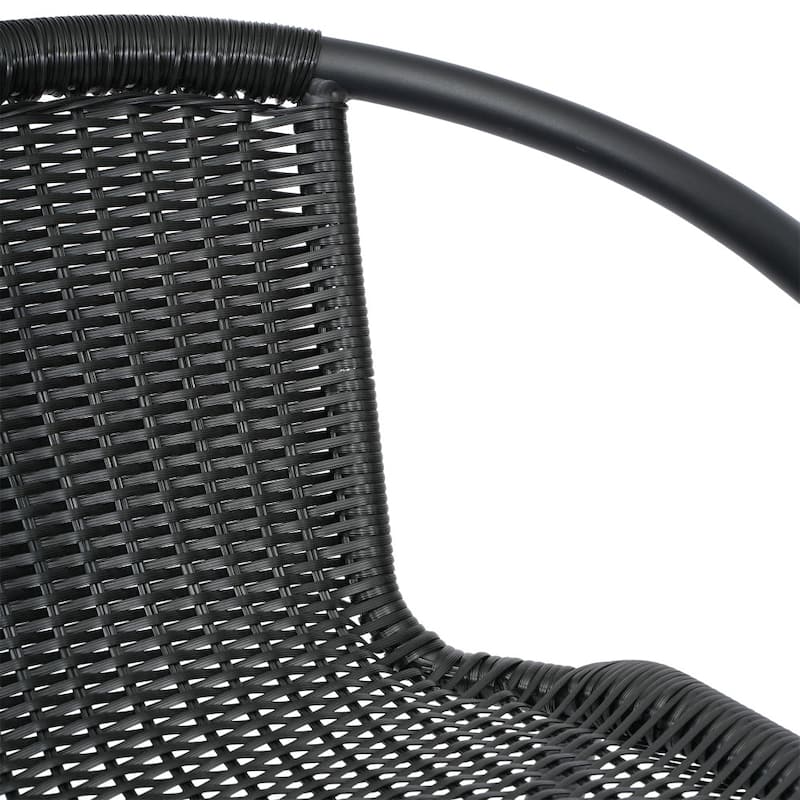 Commercial Indoor-Outdoor Rattan Restaurant Barstool with Aluminum Frame - N/A