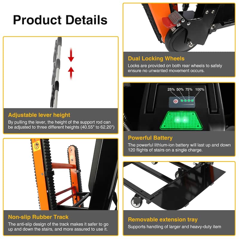 Electric Stair Climbing Dolly Electric Stair Climbing Hand Trucks 441-880lb Capacity