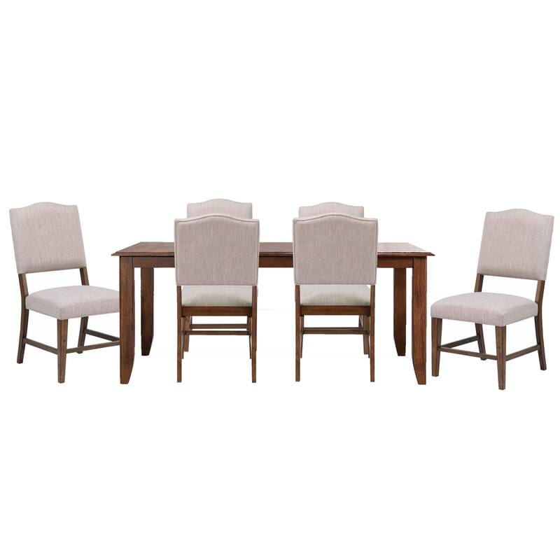 Extendable Dining Table Set for 8 - 7 Piece Rectangular Table & Chairs - Modern Rustic Design