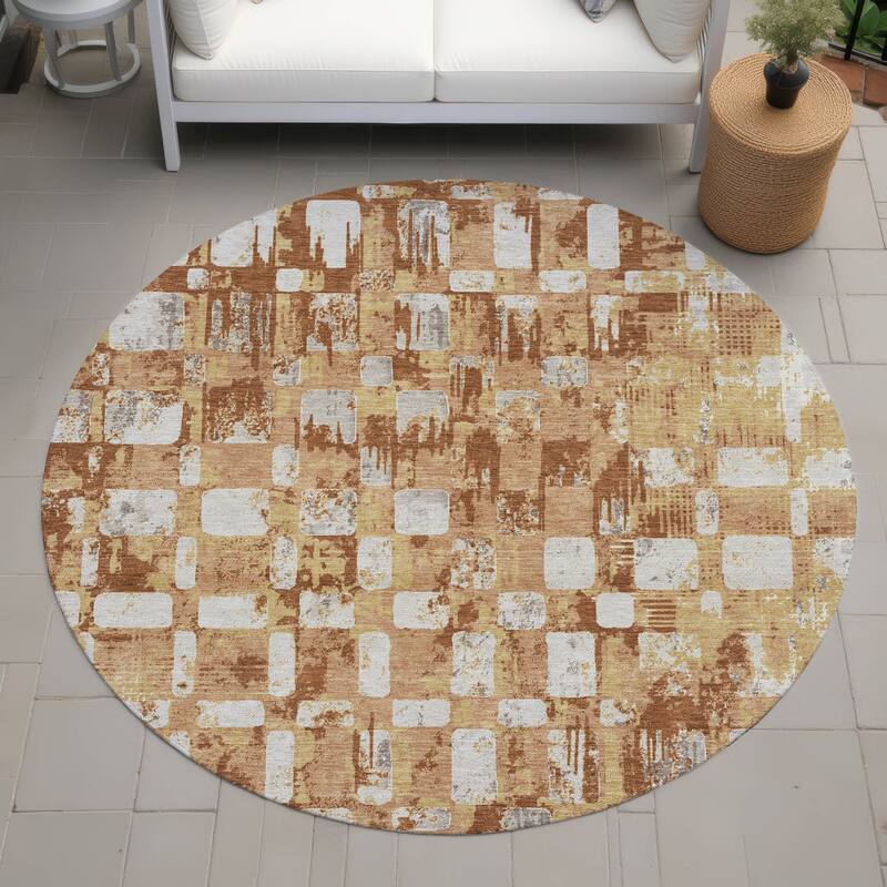 Machine Washable Indoor/ Outdoor Casual Foxfield Chantille Rug - Copper - 8' x 8'