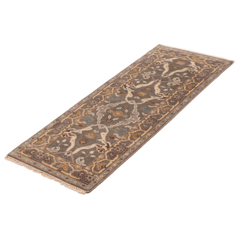 ECARPETGALLERY Hand-knotted Royal Oushak Dark Grey Wool Rug - 2'6 x 5'10