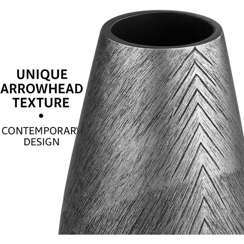 Large Arrowhead Silver Grey Textured Polyresin Vase Modern Decor