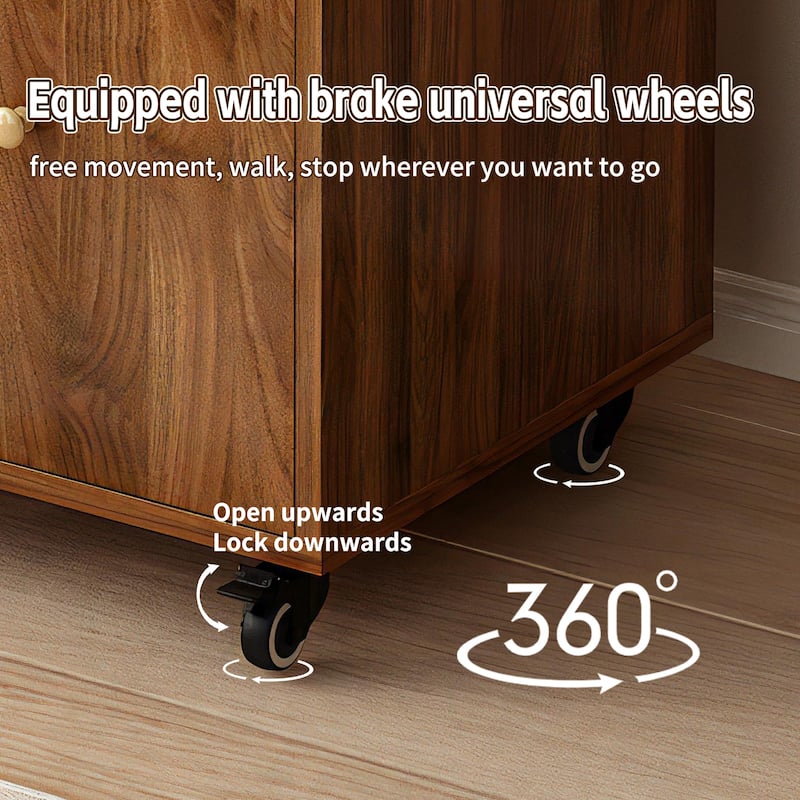 Anmytek 360 Rotating Corner Bookshelf with Wheels Space Saving Storage for Small Rooms