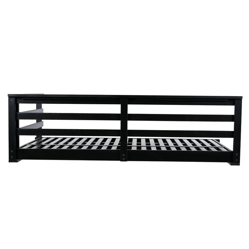 Patio Wooden Twin Size Swing Daybed Porch Swing Frame with 4pcs 96-inch Hemp Ropes for Backyard, Garden