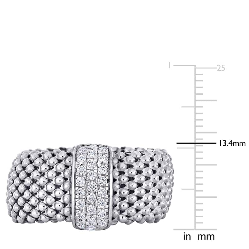 Miadora 3/4ct TGW Cubic Zirconia Popcorn Design Flexible Ring in Sterling Silver