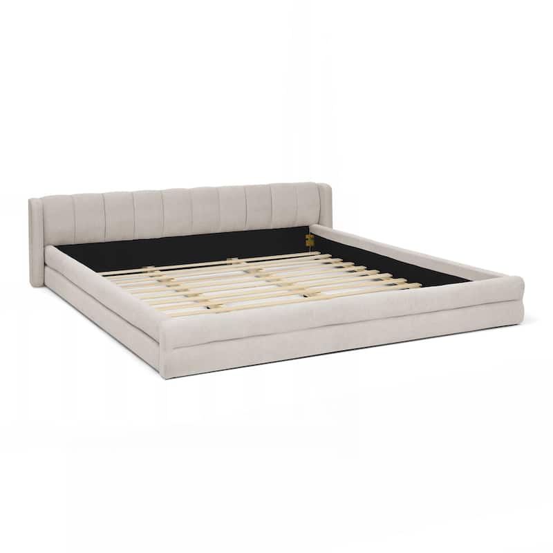 King Size Upholstered Bed Frame with Thick Fabric
