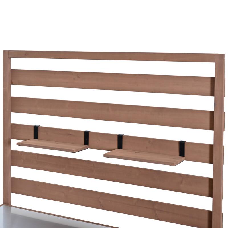 Solid Wood 64.9''Tall Outdoor Kitchen Island Kitchen Cart, Garden Potting Bench with Stainless Table Top for BBQ