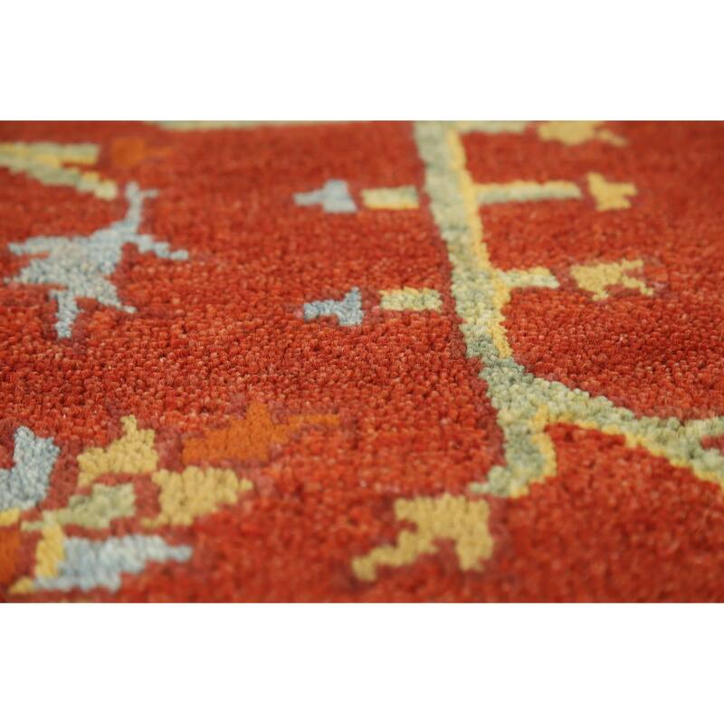 Red Medallion Heriz Serapi Indian Area Rug Hand-Knotted Wool Carpet - 8'8" x 11'9"
