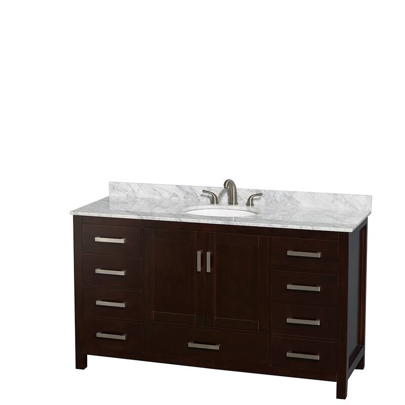 Wyndham Collection Sheffield 60" Freestanding Vanity Set with Hardwood