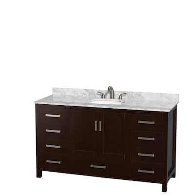 Wyndham Collection Sheffield 60" Freestanding Vanity Set with Hardwood