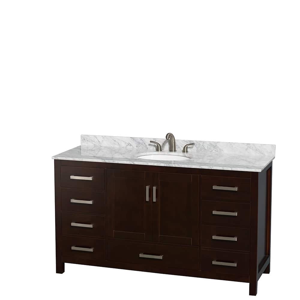 Wyndham Collection Sheffield 60" Freestanding Vanity Set with Hardwood
