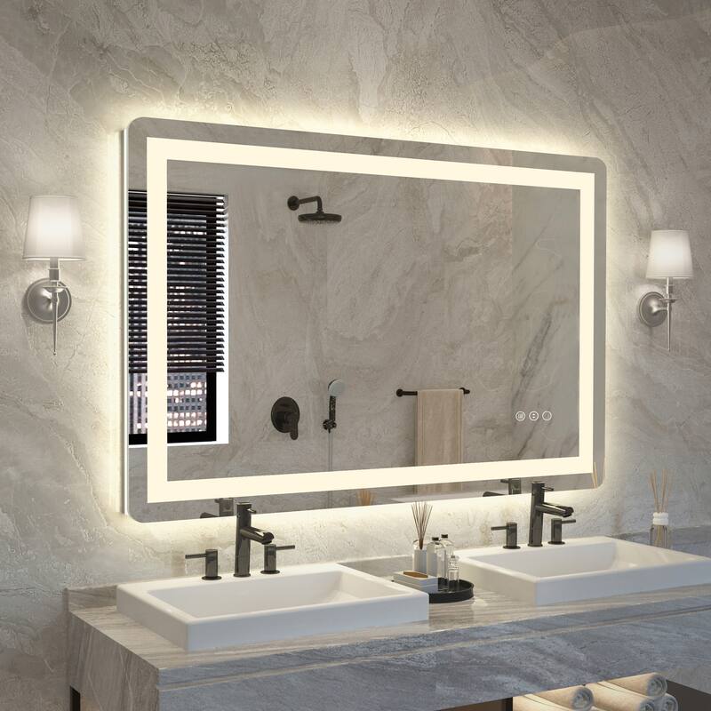 QuivaraView Frameless Front and Back LED lighted Vanity Mirror - 48" x 32"