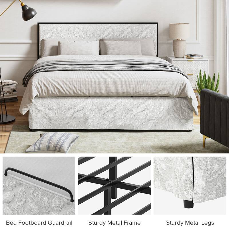 Oliver Modern Washable Slipcover Bed Upholstered Metal by HULALA HOME