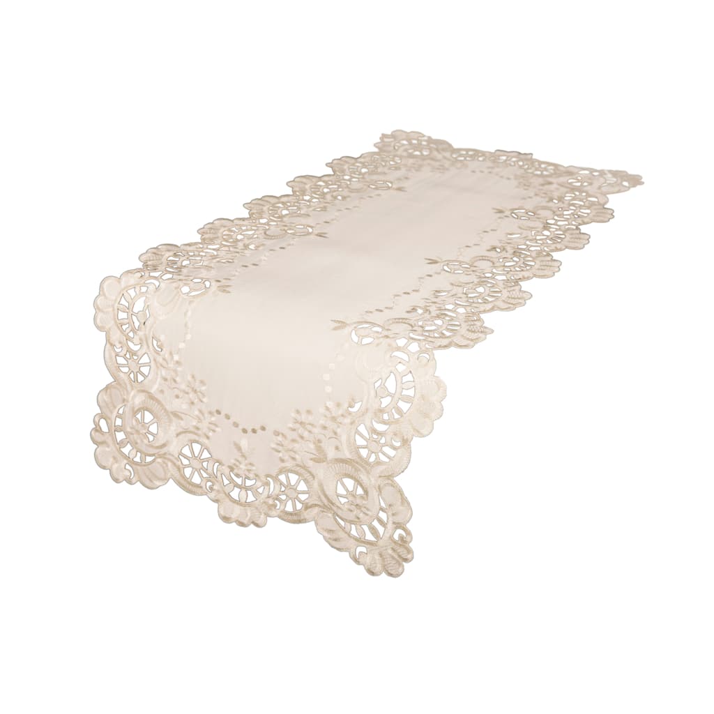 Lavender Lace Embroidered Cutwork Table Runner