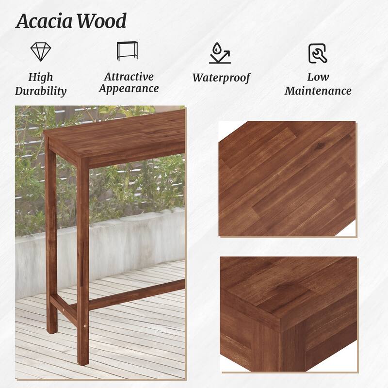 45 in. Outdoor 3-Piece Patio Bar Set with Rectangular Patio Bar Table and Counter Height Bar Stools
