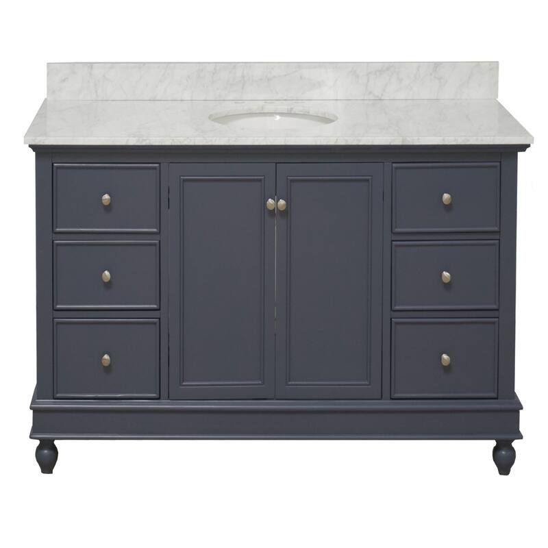 KitchenBathCollection Bella 48" Bathroom Vanity with Carrara Marble Top