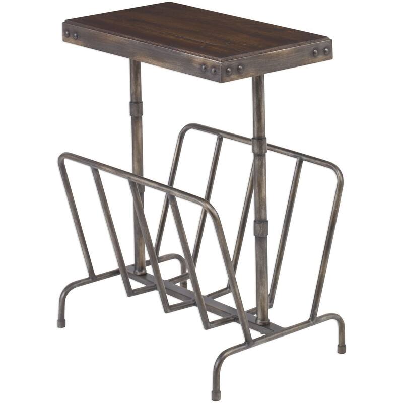 Uttermost Sonora 12" Long Iron and Walnut Wood End Table