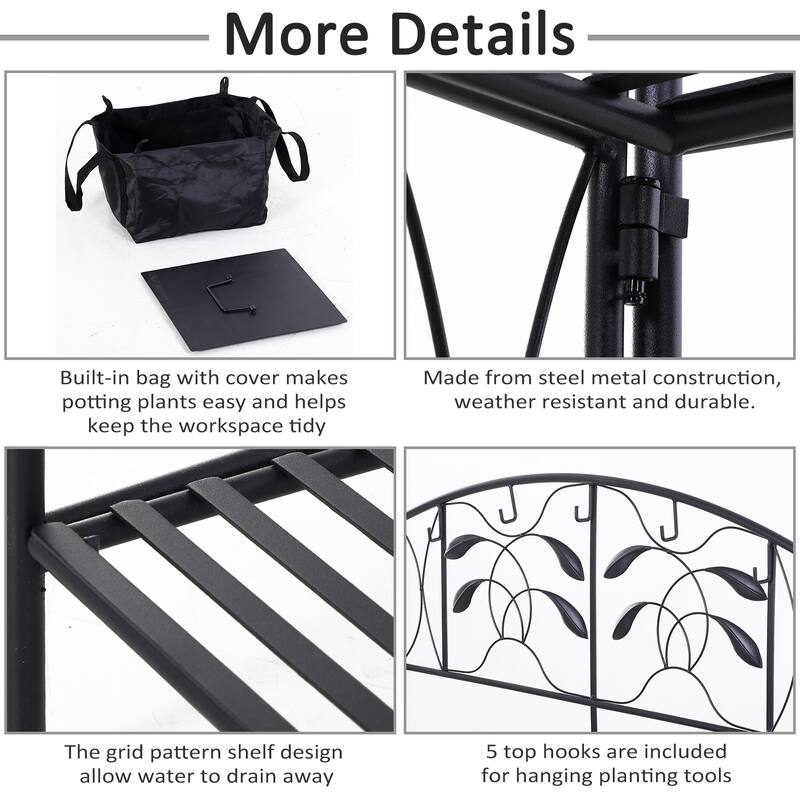 Outsunny Outdoor Folding Potting Bench with Storage & Spacious Workspace, Garden Table