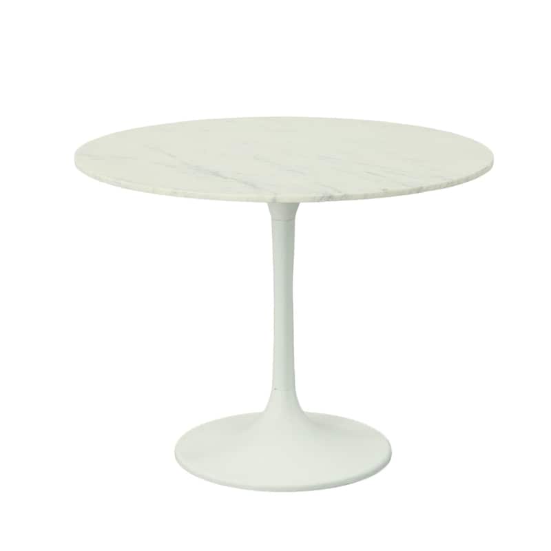 Marble Top Pedestal Style Dining Table - 40" - White